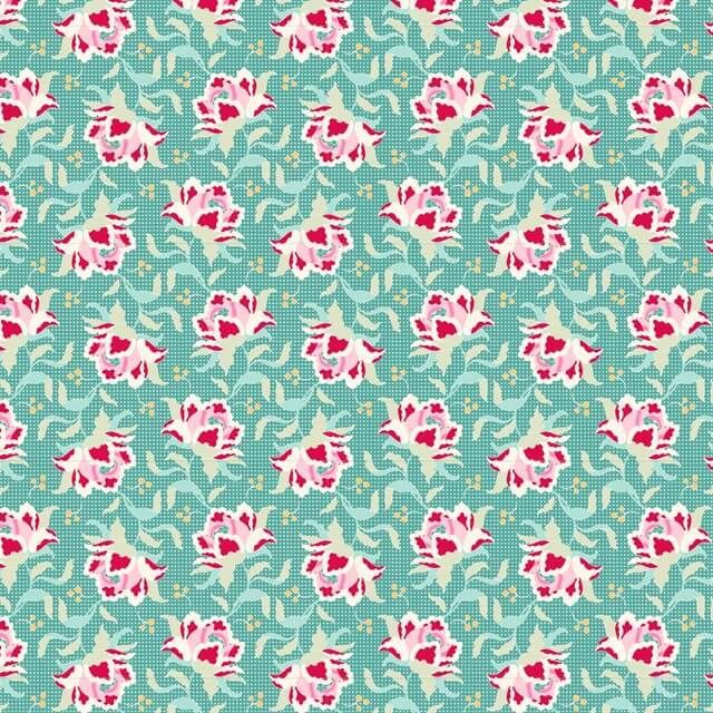 Circus Flower Teal Fat Qtr