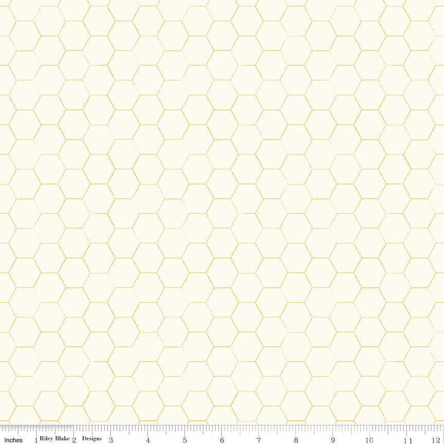 Honey Bee Honeycomb Parchment Fat Qtr