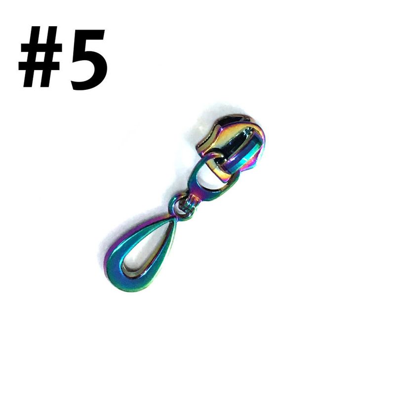 #5 Non-Locking Zipper Slider -Iridescent Rainbow - Tear Drop