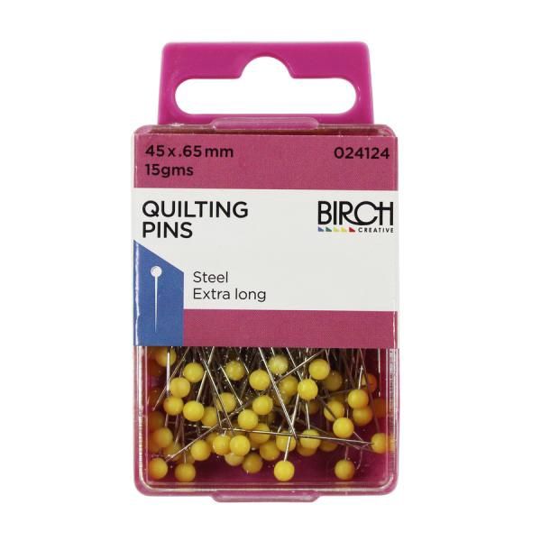 Quilting Pins Yellow Head Steel Extra Long 65mm (45pk)