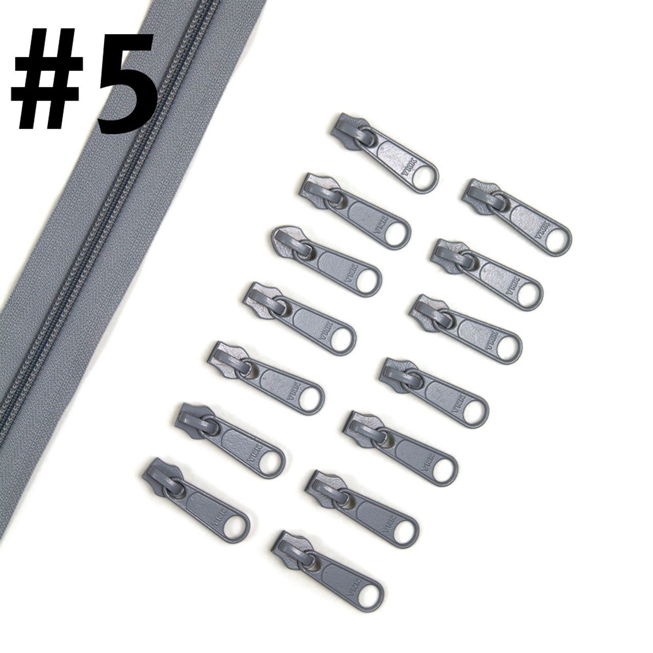 Bag Zipper 4m with Pulls -YKK #5 - Grey/Pewter