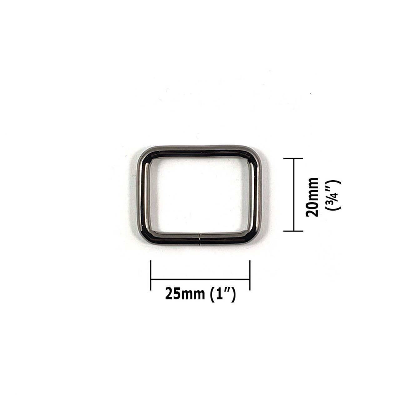 Rectangle Rings 25mm (1&quot;) 4 pk - Gunmetal