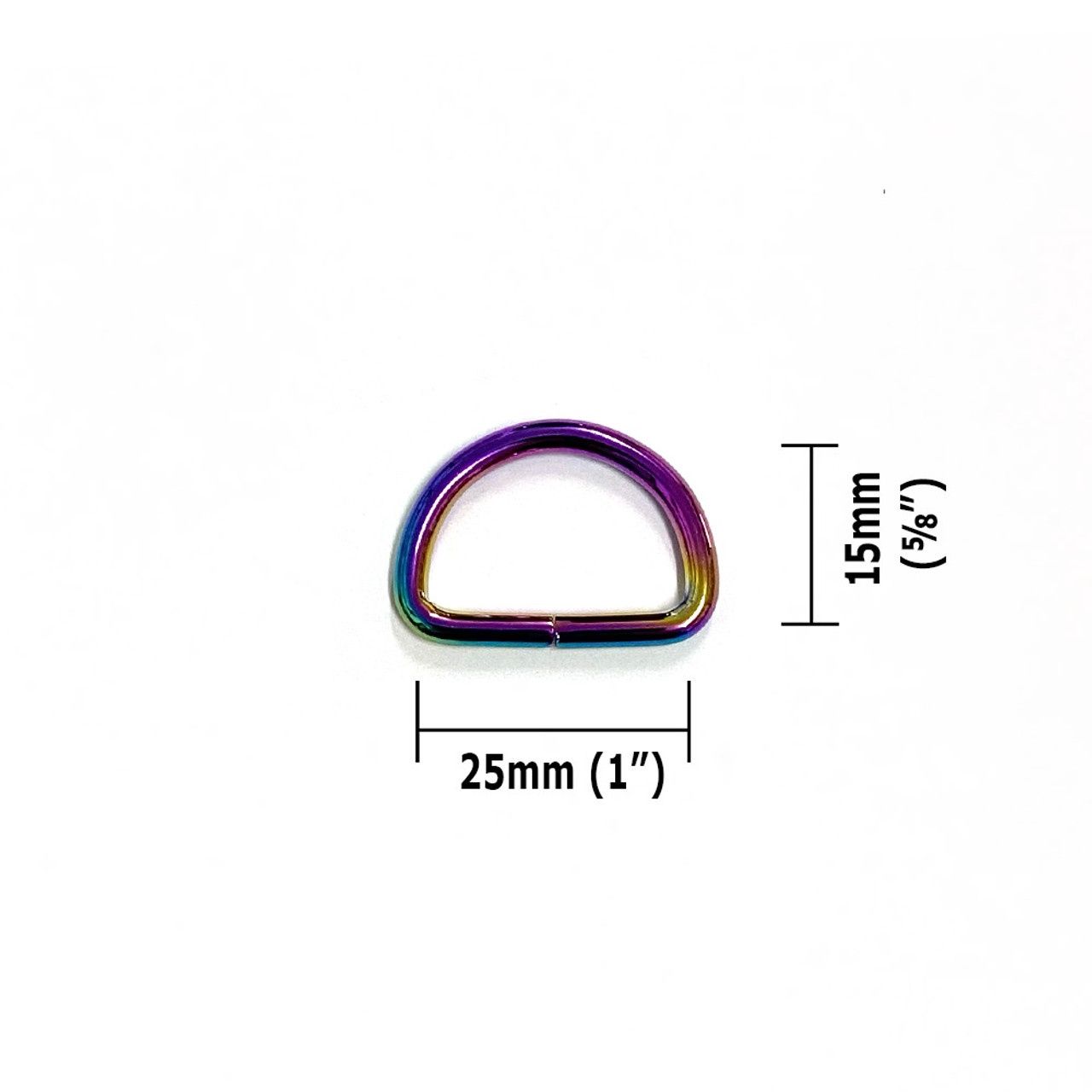 D-Ring 25mm (1&quot;) 4pk - Iridescent Rainbow