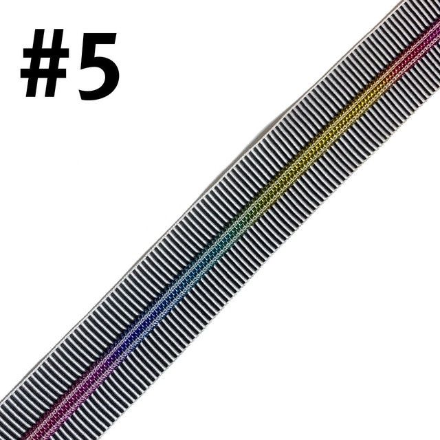 Bag Zipper Tape 3m - #5 - Black and White Stripe with Rainbow Teeth