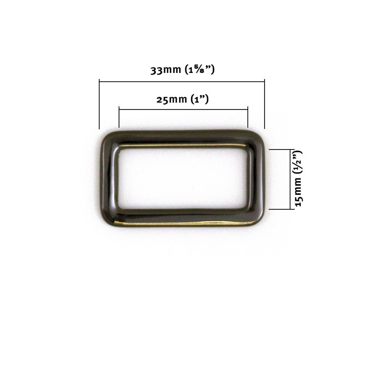 Flat Oblong Ring 25mm (1&quot;) 2pk - Gunmetal