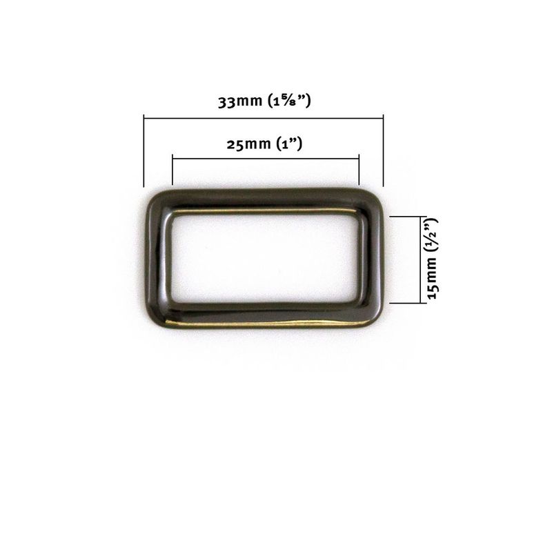 Flat Oblong Ring 25mm (1") 2pk - Gunmetal