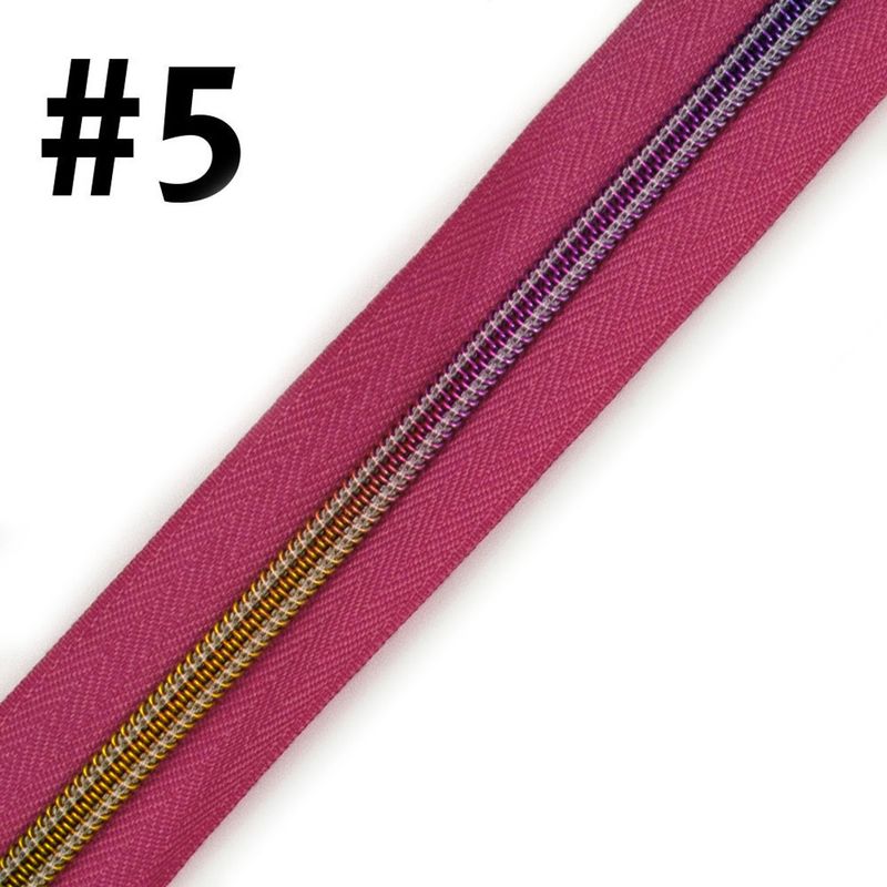 Bag Zipper Tape 3m - #5 - Pink with Rainbow Teeth