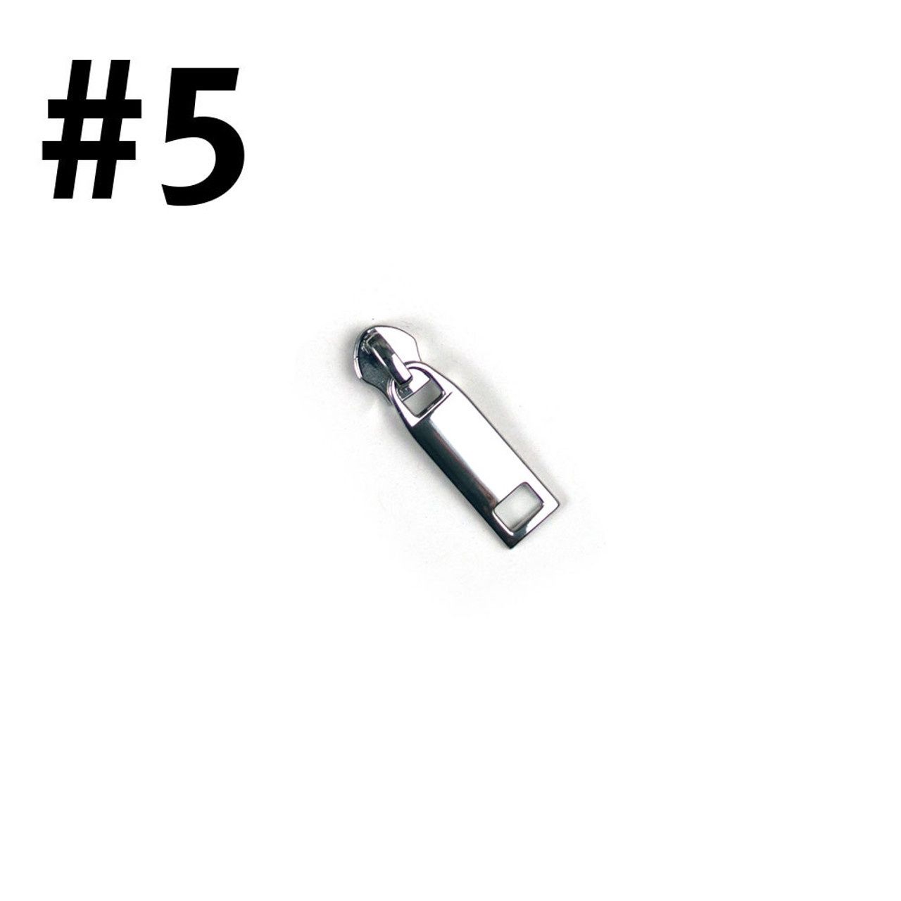 #5 Non-Locking Zipper Slider - Silver - Rectangle