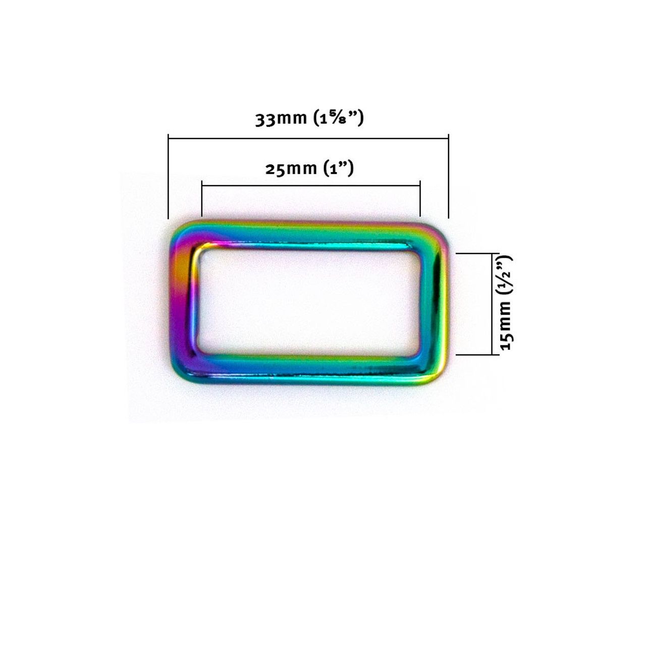 Flat Oblong Ring 25mm (1&quot;) 2pk - Iridesent Rainbow