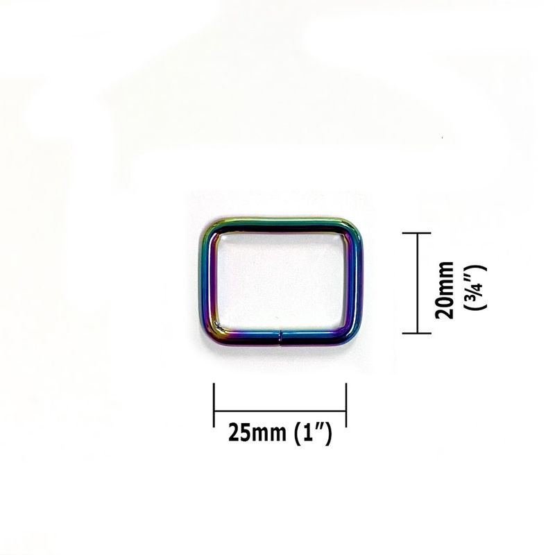 Rectangle Rings 25mm (1") 4 pk - Iridescent Rainbow