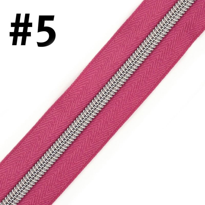 Bag Zipper Tape 3m - #5 - Pink with Silver Teeth
