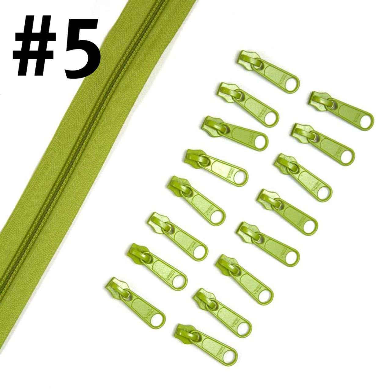 Bag Zipper 4m with Pulls -YKK #5 - Apple Green