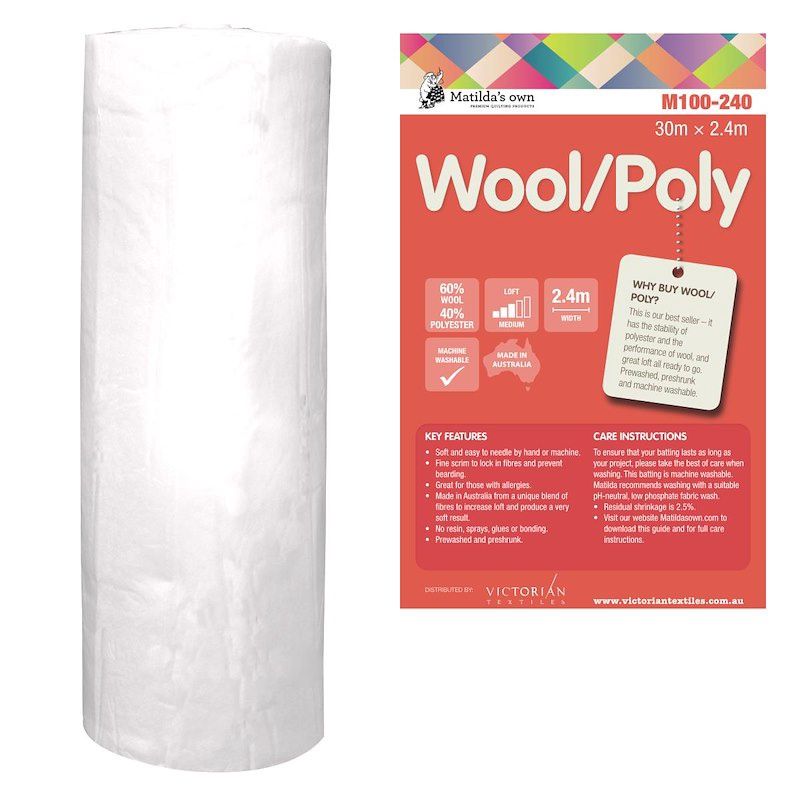 Matilda&#39;s Own 60% Wool/40% Polyester Wadding 2.4m wide (Bulky Item)