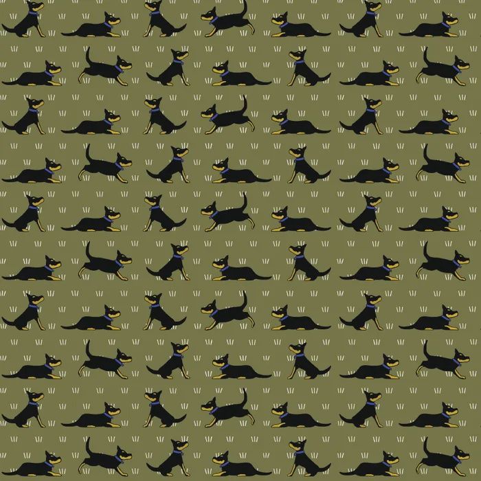 Red Tractor Collection - Black Dogs On Green