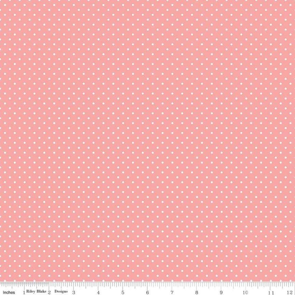 Swiss Dot White Dot on Coral