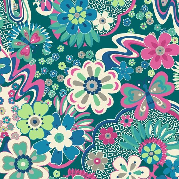 Carousel - Large Floral Teal