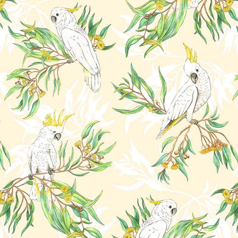 Gumtree Friends: Cockatoos on Cream Allover