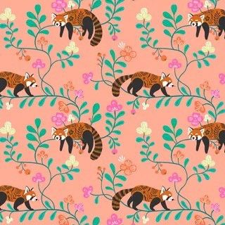 Blossom Days - Red Pandas on Pink