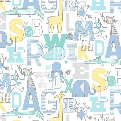 Adorable Alphabet - Words and Animals Blue/Yellow