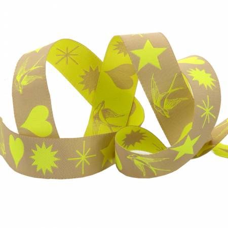 Tula Pink Ribbon - Fairy Flakes  Moonbeam 7/8 Inch Wide