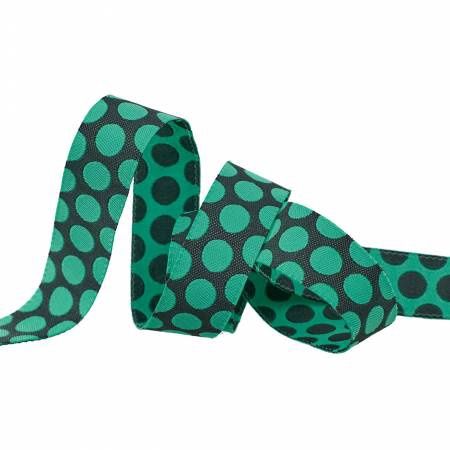 Tula Pink Ribbon - Dinosaur Eggs In Storm 5/8 Inch Wide