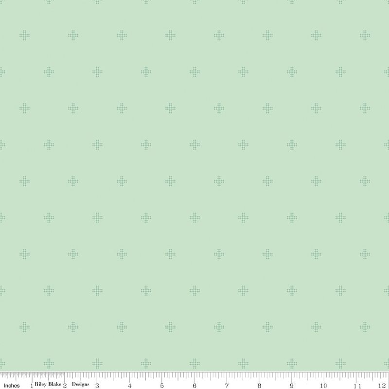 Sunset Ridge - Crosses Mint Fat Qtr