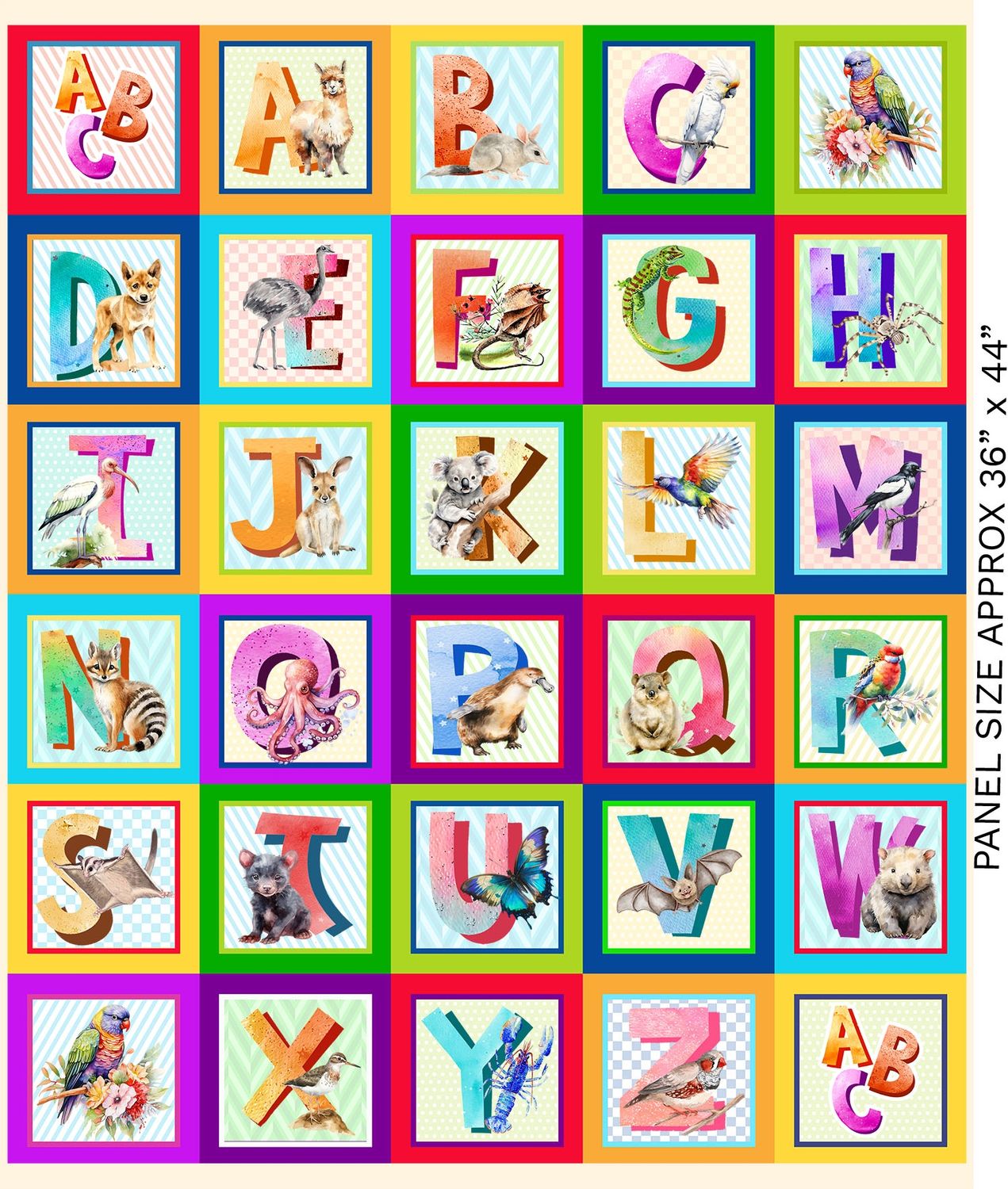 A Is for Aussie - 36 Inch Alphabet Panel