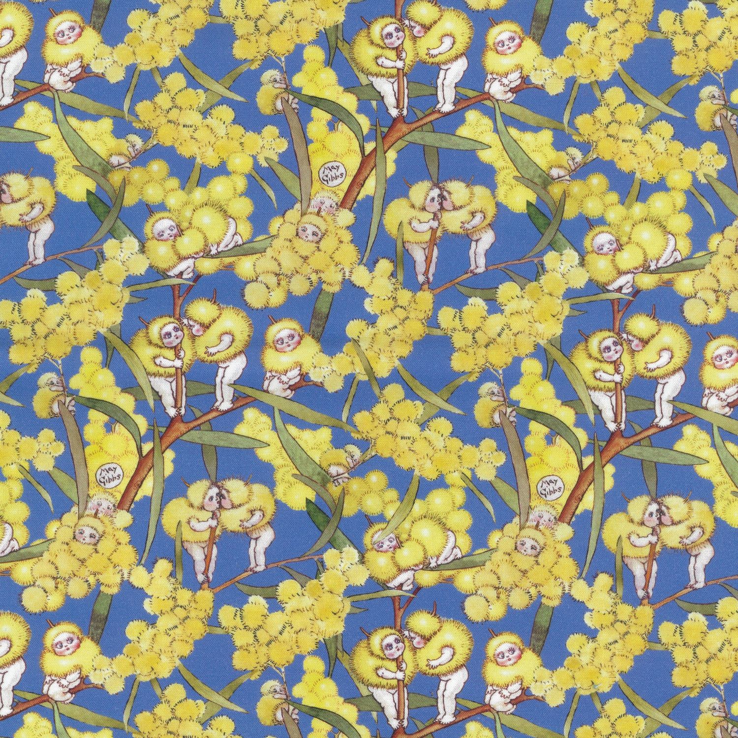 May Gibbs - Blossom Babies Blue  - Fat Qtr