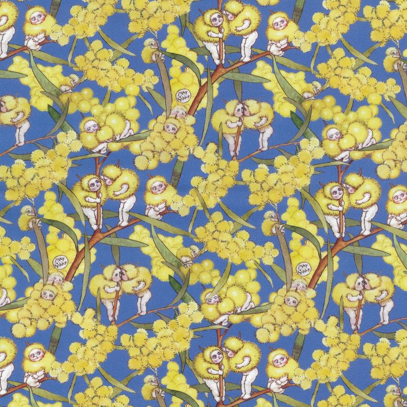 May Gibbs - Blossom Babies Blue  - Fat Qtr