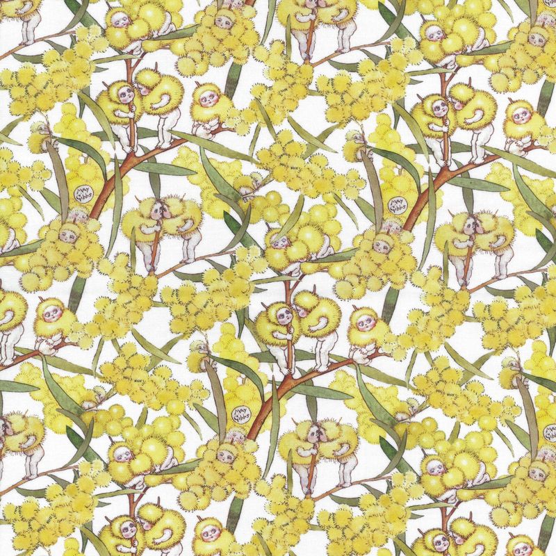 May Gibbs - Blossom Babies White  - Fat Qtr