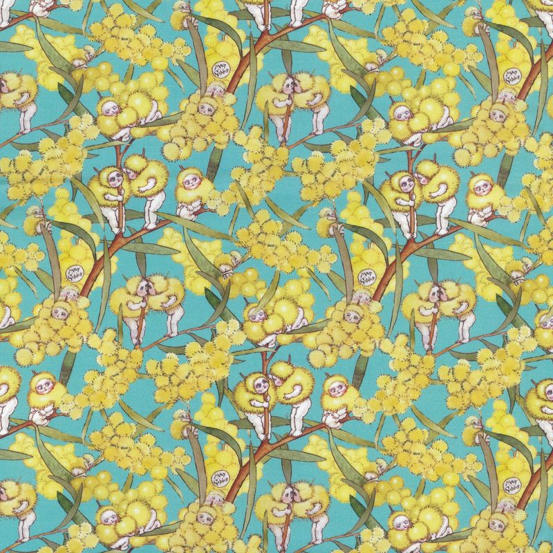 May Gibbs - Blossom Babies Teal - Fat Qtr