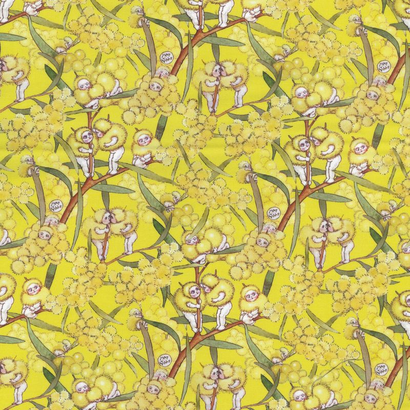 May Gibbs  - Blossom Babies Yellow - Fat Qtr