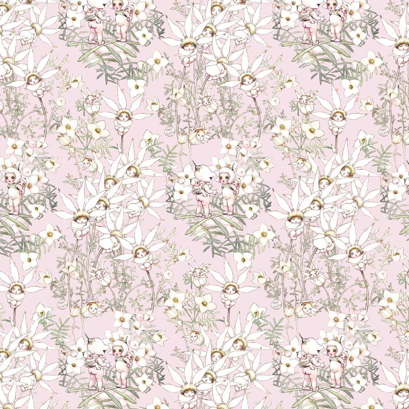 May Gibbs - Pastel Flowers Pink  - Fat Qtr