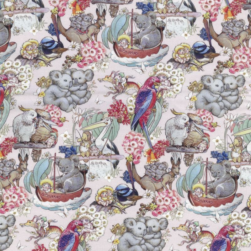 May Gibbs  - Gumnut Adventures Pink  - Fat Qtr