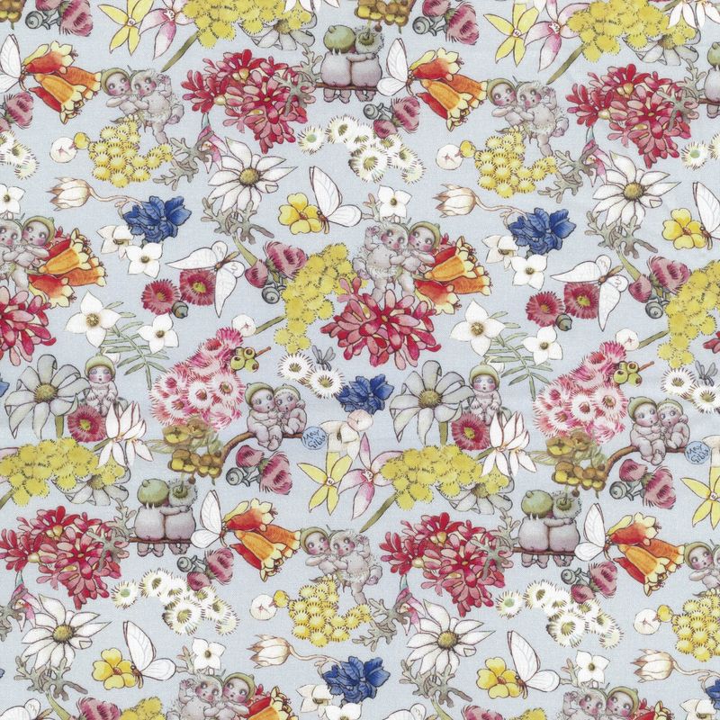 May Gibbs  - Gumnut Friends Lt Blue - Fat Qtr