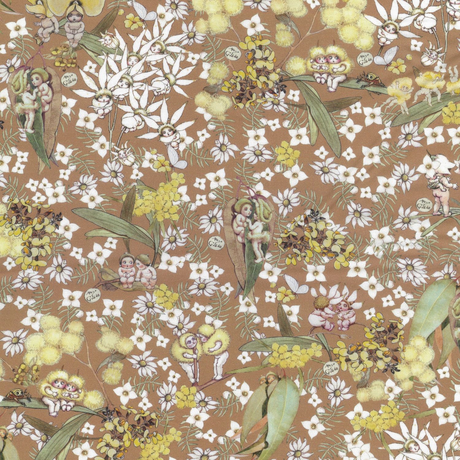 May Gibbs  - Gumnut Gossips Parchment - Fat Qtr