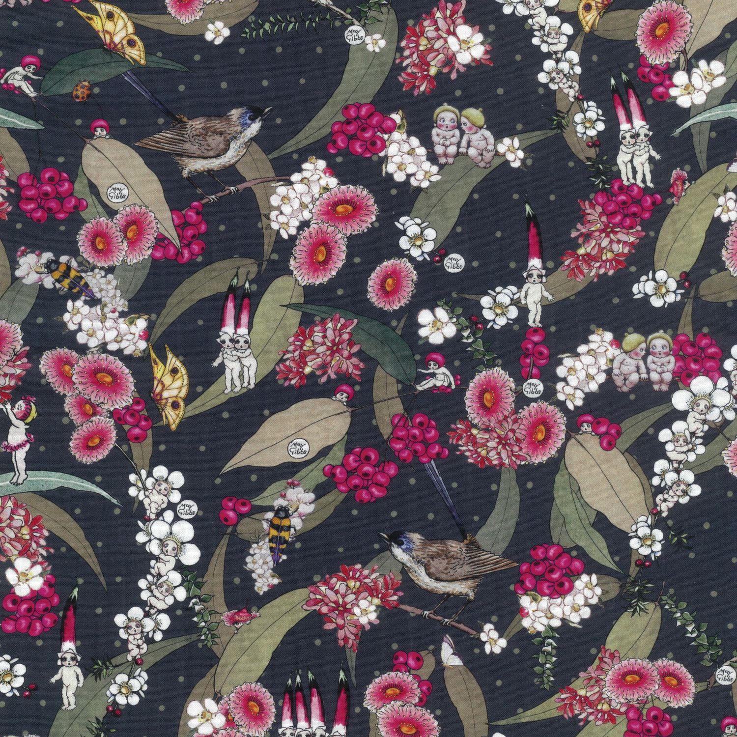 May Gibbs - Native Berries Dark  - Fat Qtr