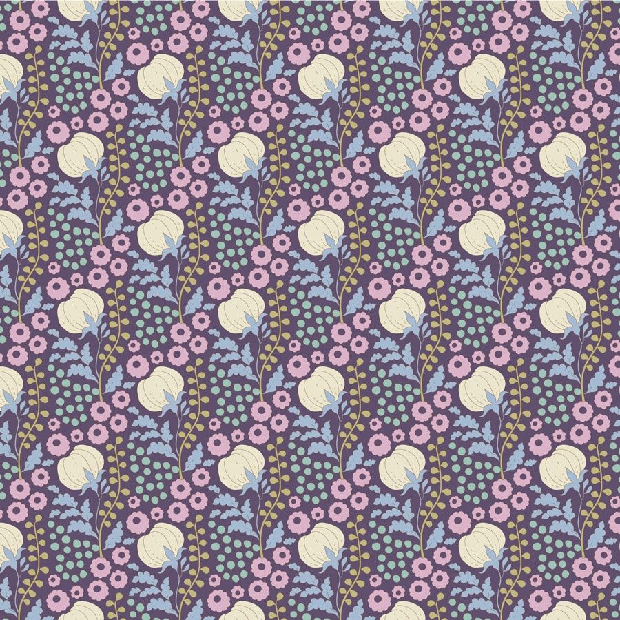 Tilda - Sanctuary - Cottonfield - Eggplant - Fat Qtr