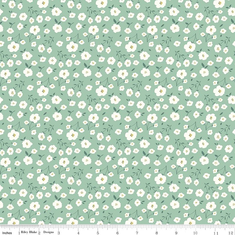 Sunset Ridge - Flowers Seafoam Fat Qtr