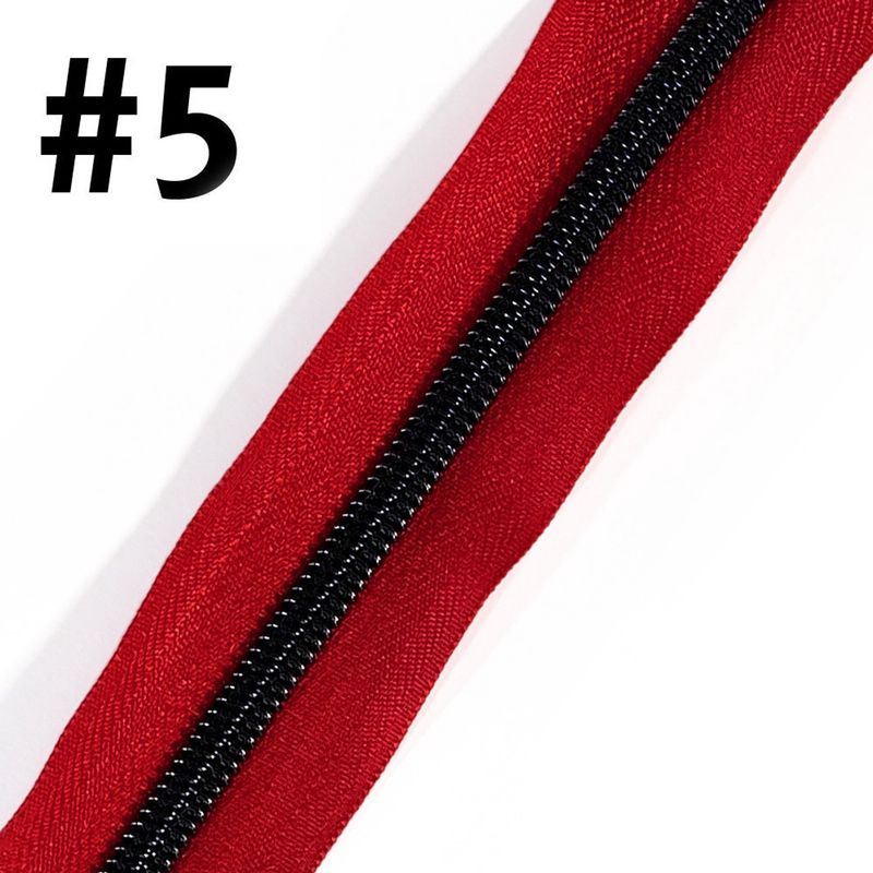 Bag Zipper Tape 3m - #5 - Atom Red with Gun Metal Teeth