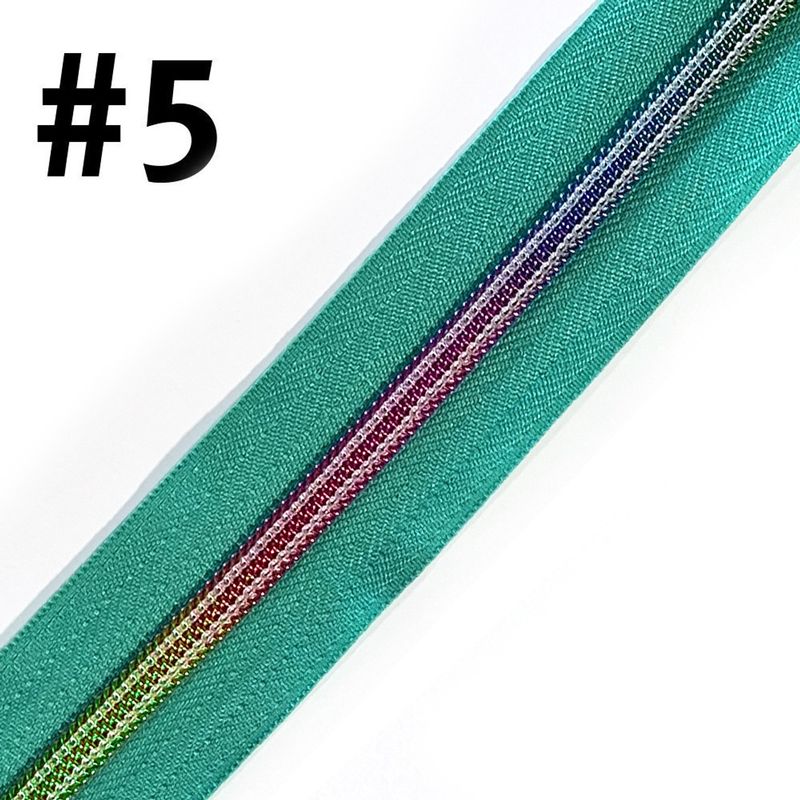 Bag Zipper Tape 3m - #5 - Turquoise with Rainbow Teeth