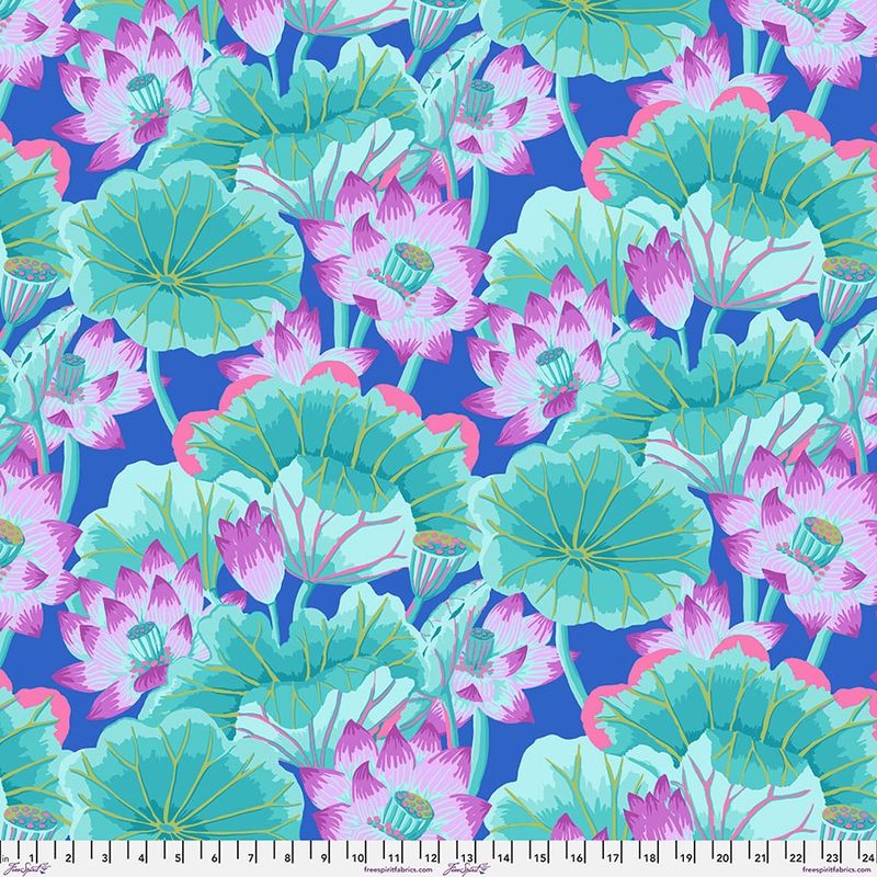 The Kaffe Collective - August 2025 - Lake Blossoms - Turquoise  - Fat Qtr