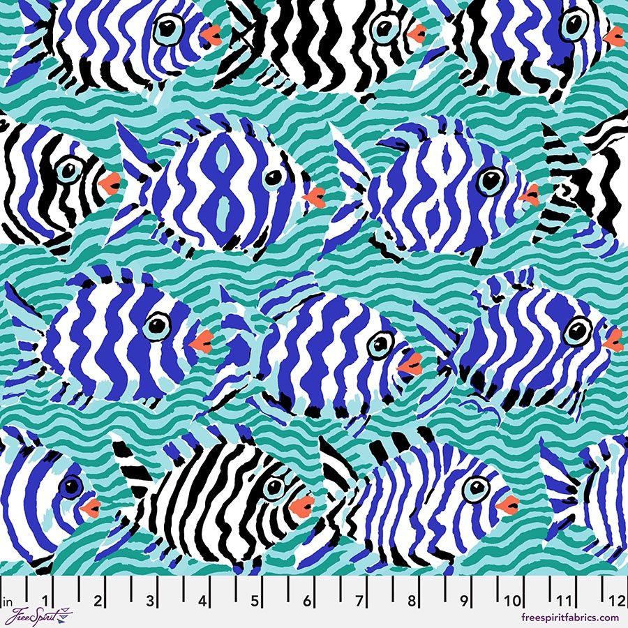 The Kaffe Collective - August 2025 - Minnows - Aqua  - Fat Qtr