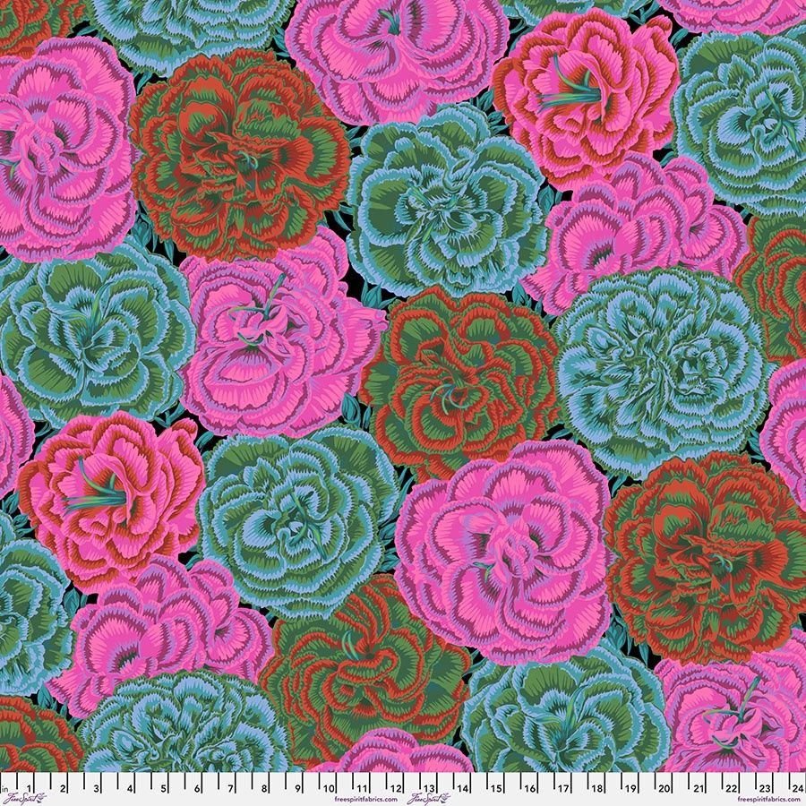 The Kaffe Collective - August 2025 - Picotee Carnations - Dark - Fat Qtr