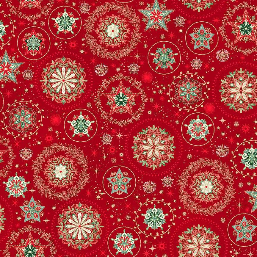 Good Tidings - Snow Crystal Red - Fat Qtr
