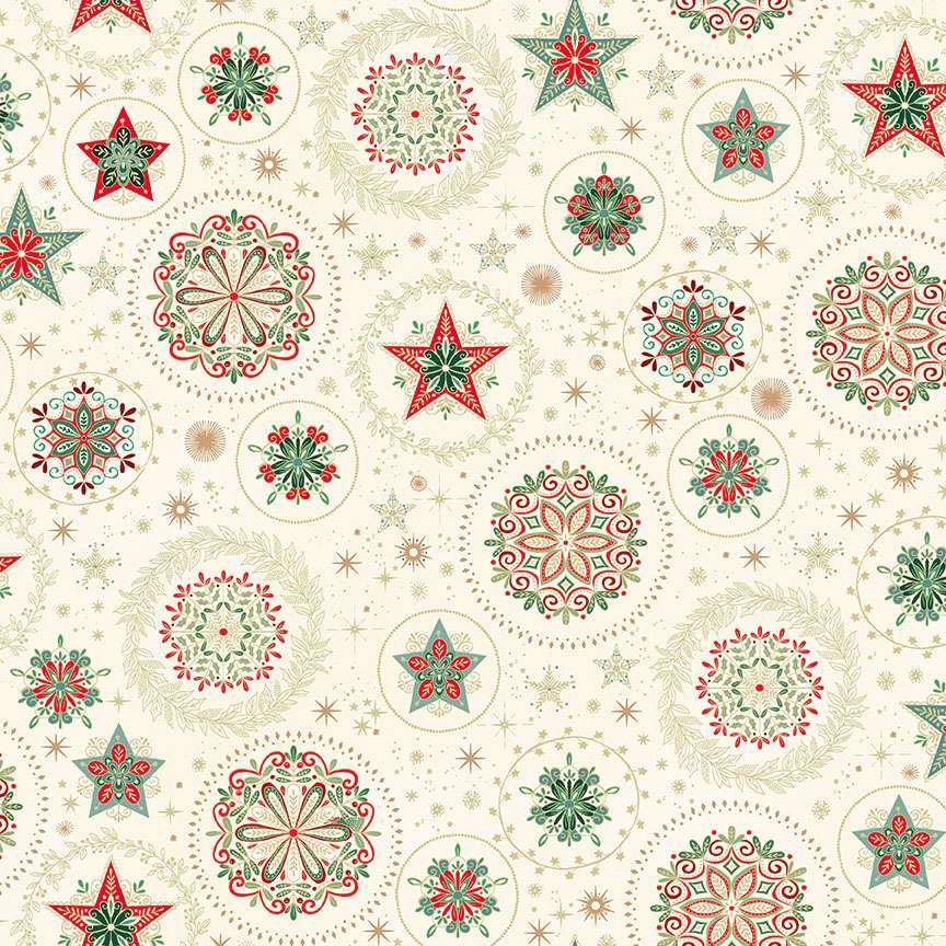 Good Tidings - Snow Crystal Cream - Fat Qtr