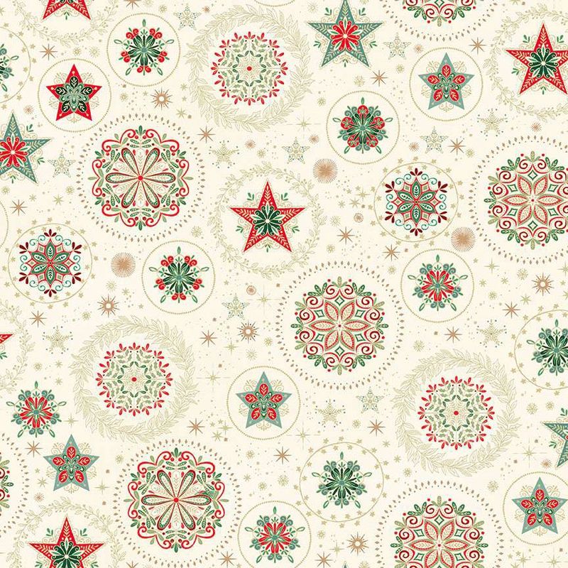 Good Tidings - Snow Crystal Cream - Fat Qtr