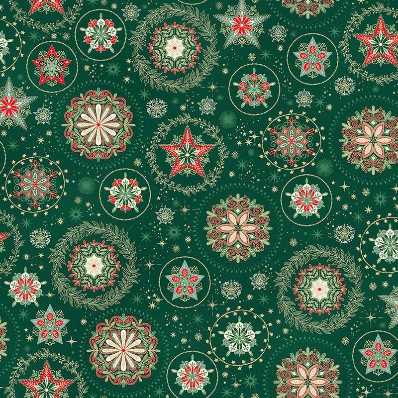 Good Tidings - Snow Crystal Green - Fat Qtr