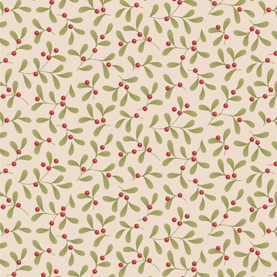 Merry Little Christmas - Mistletoe - Cream - Fat Qtr