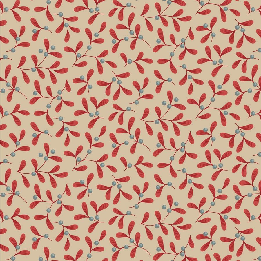 Merry Little Christmas - Mistletoe - Red - Fat Qtr
